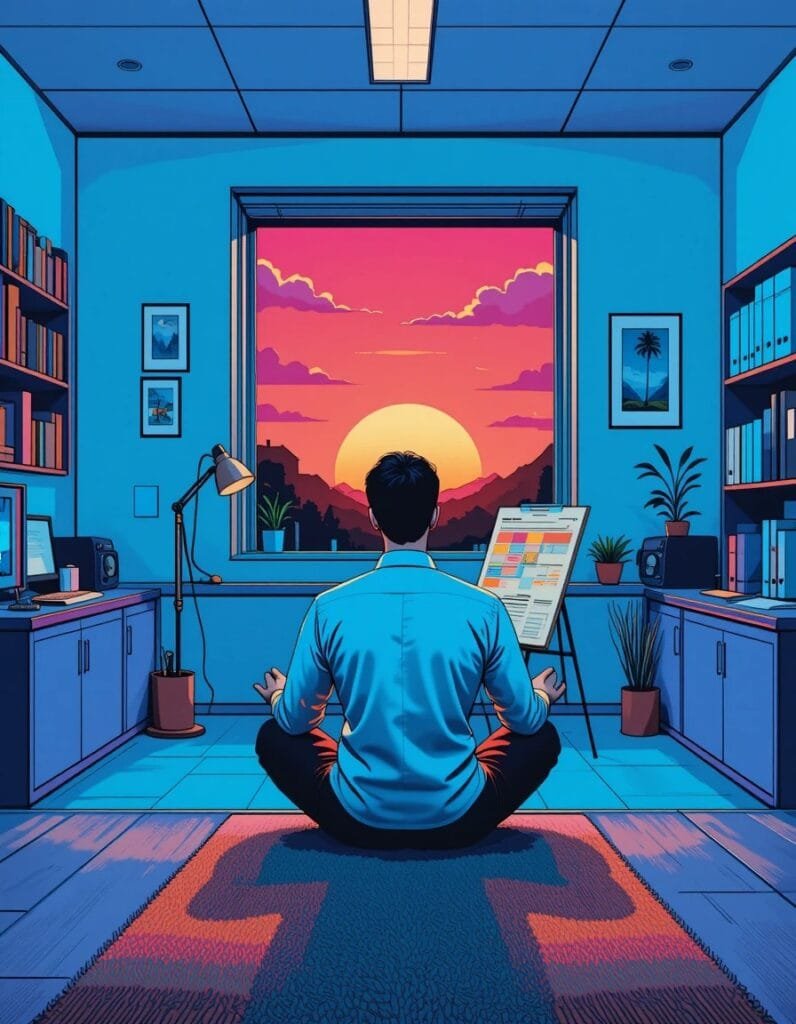 Calm leader in organized office time management strategies for leaders