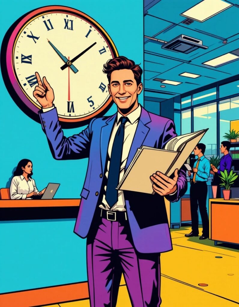 Leader managing time with planner and clock time management for leaders